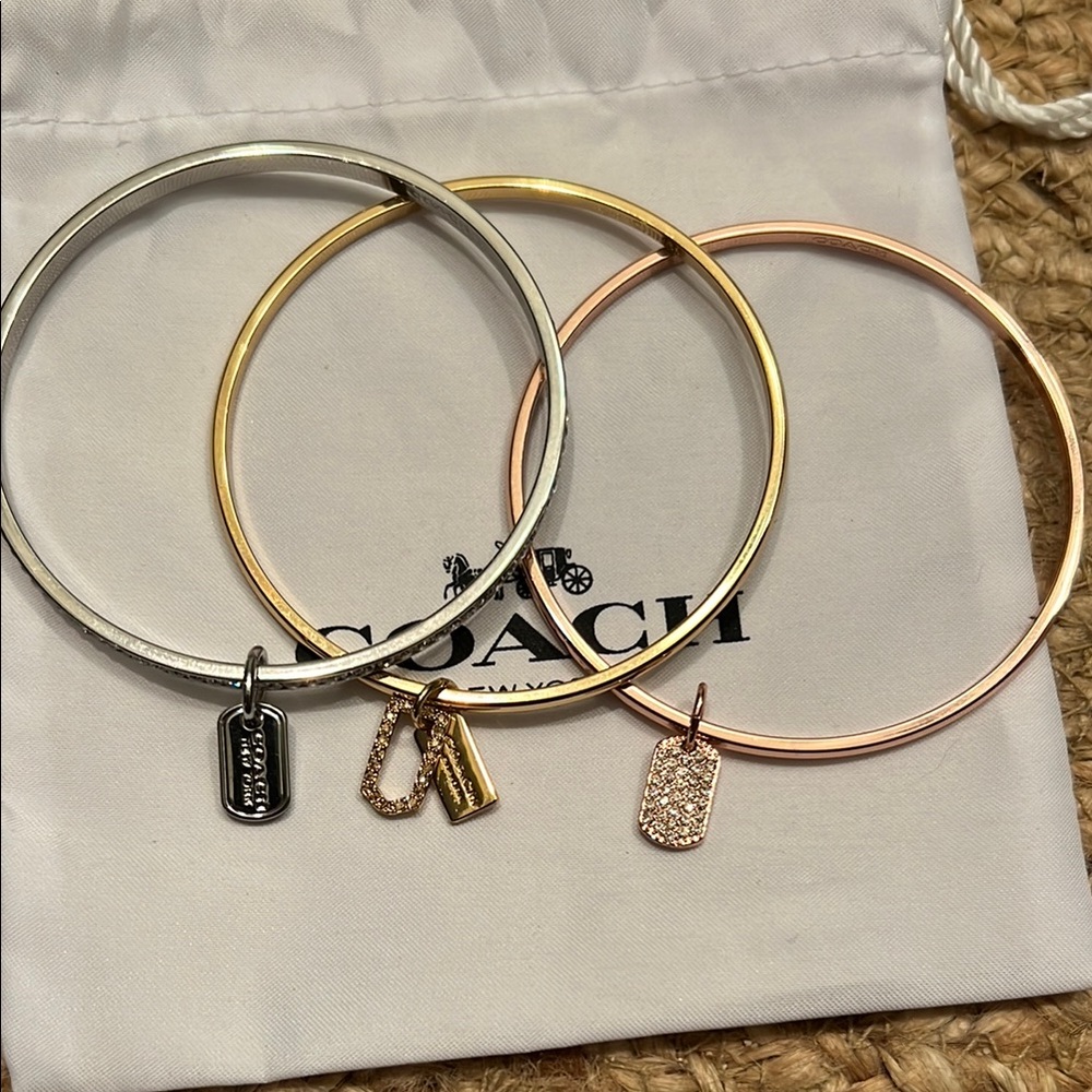 Coach Silver, Gold and Rose Gold Bangle Set